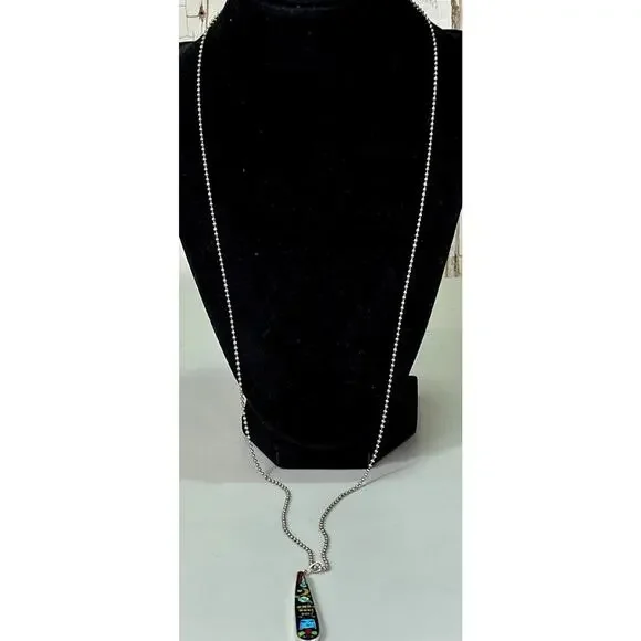 ZUNI Galaxy Rainbow Kachina Micro Inlay Pendant 925 Sterling Silver Necklace - Picture 14 of 16